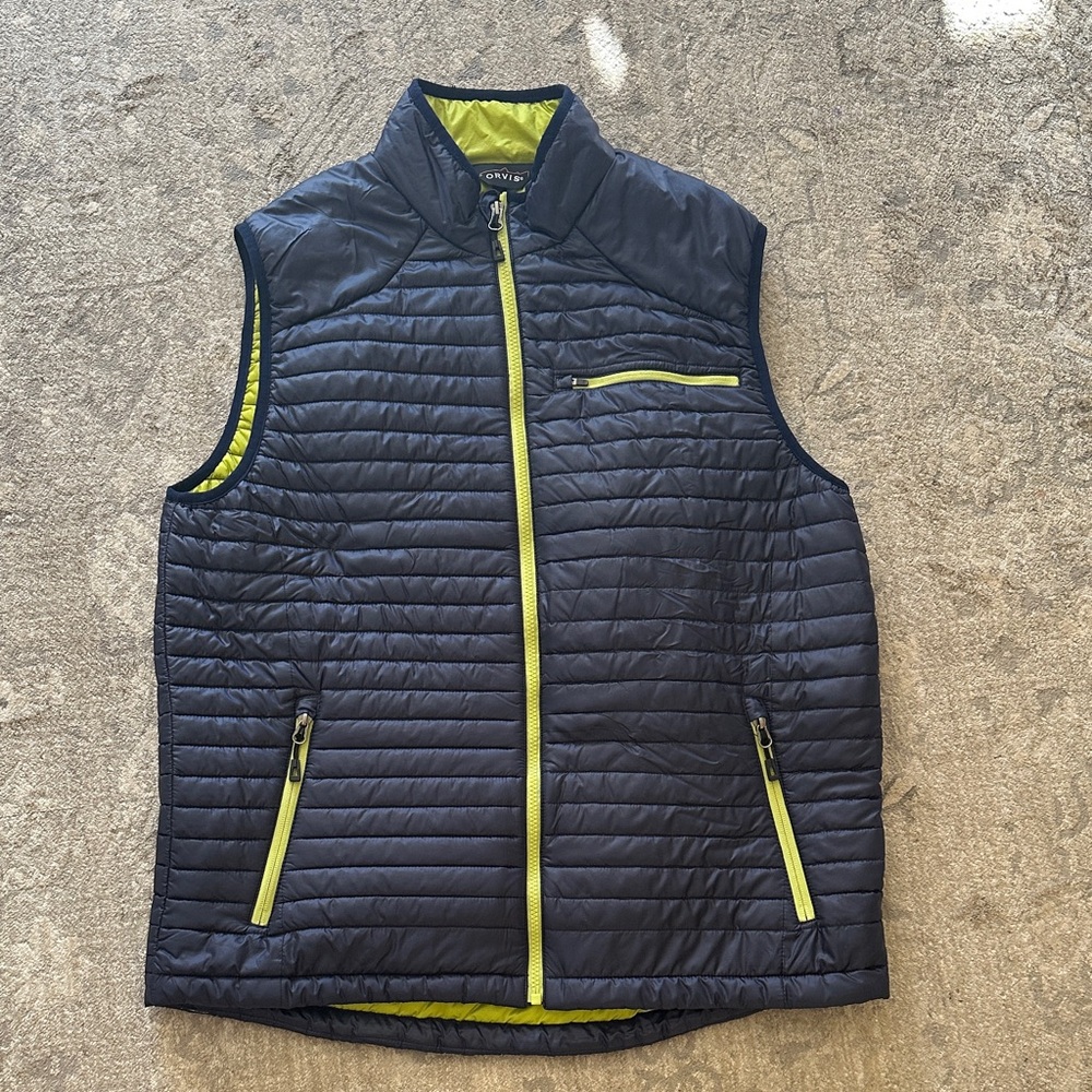 Orvis Navy and Lime Quilted Vest